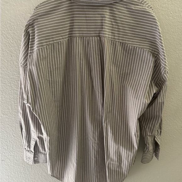 LMND Oversized Long Sleeve Striped Button Down Size L Fall Layer Spring Capsule - Picture 4 of 5